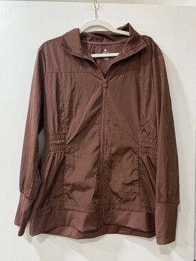 Apana Brown Lightweight Zip-Front Bomber Jacket